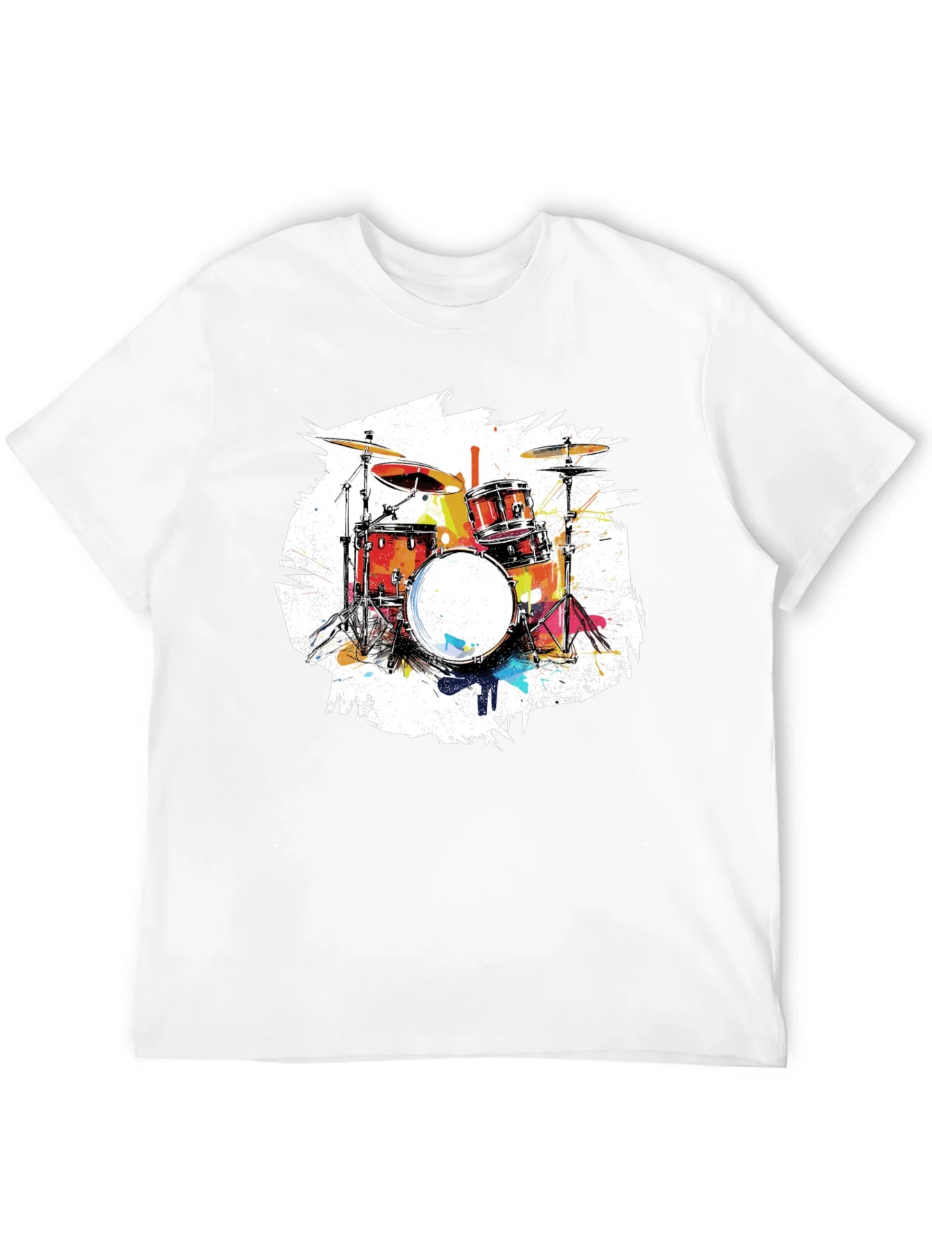 Drum Set Graphic Tee - Black Cotton T-Shirt