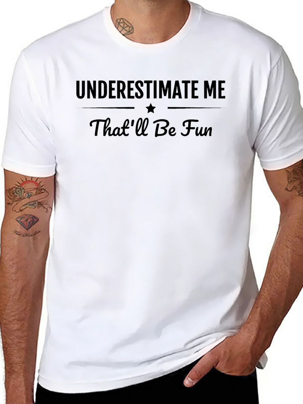 Underestimate Me Mens Black Graphic T-Shirt