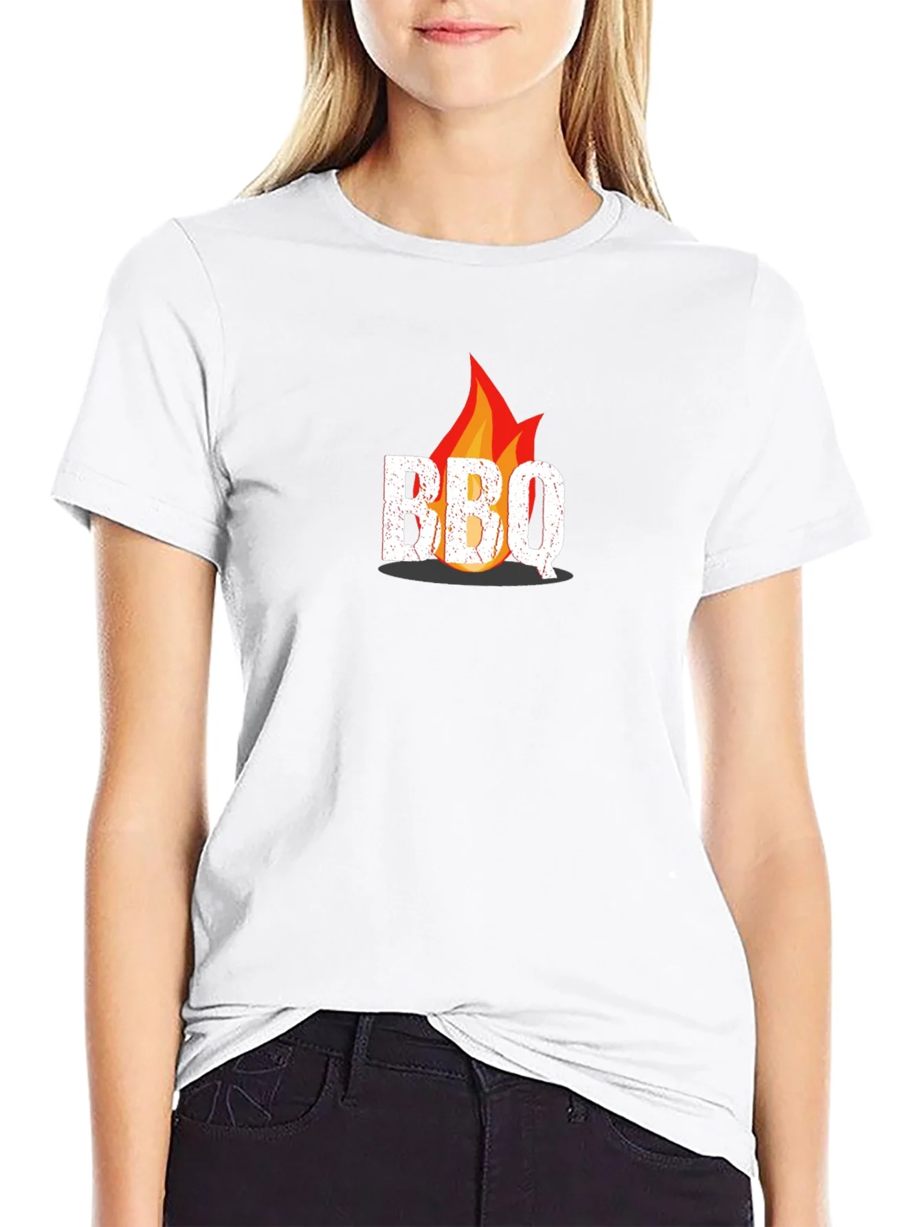 BBQ Flame Graphic Tee - Black Casual T-Shirt
