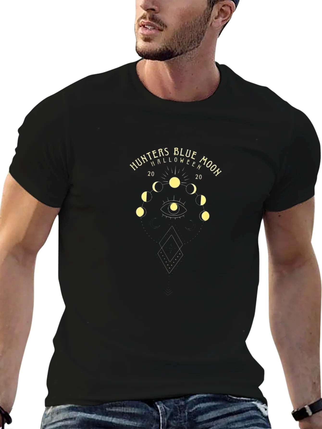 Hunters Blue Moon Halloween Graphic Tee - Black