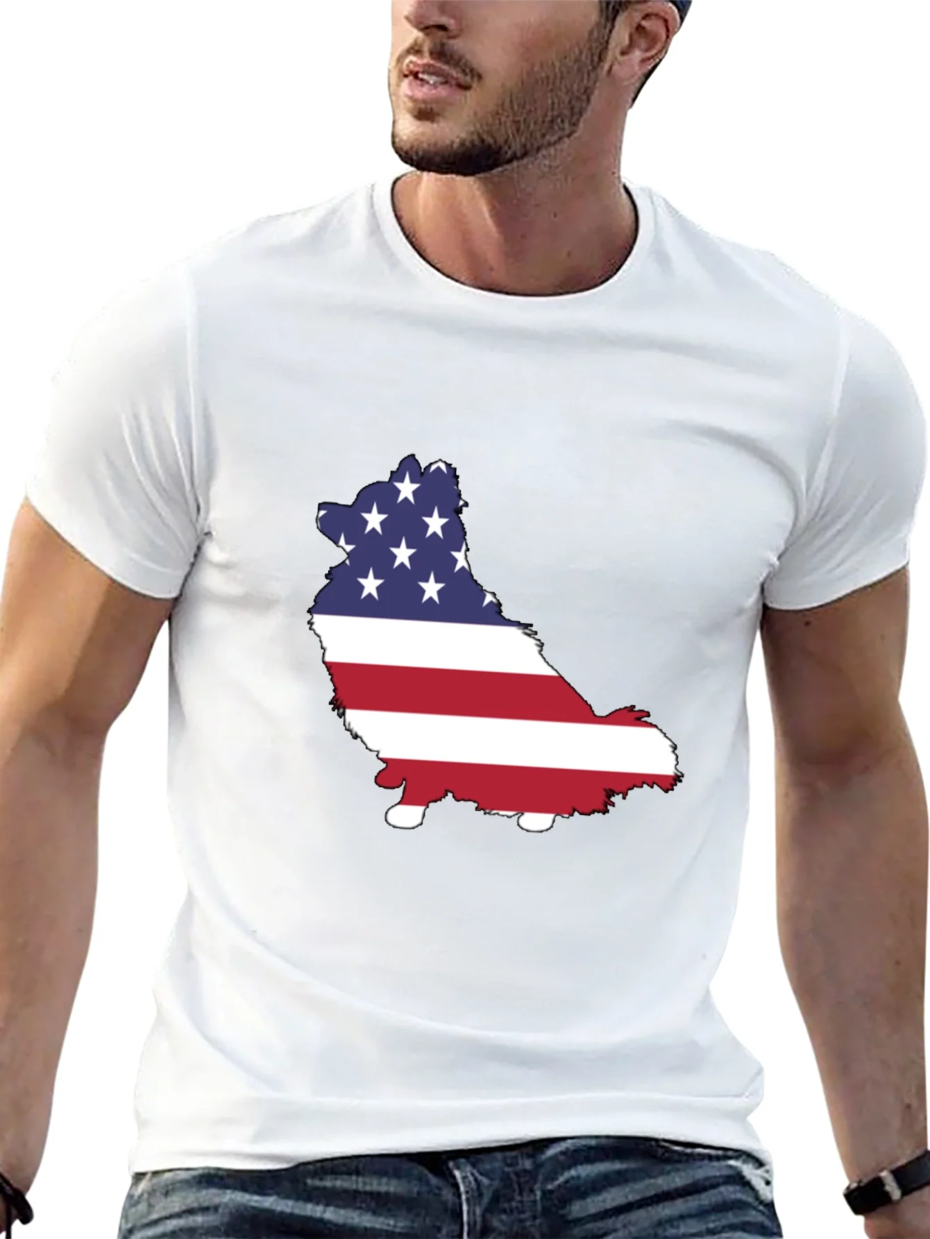 American Flag Dog Graphic Tee