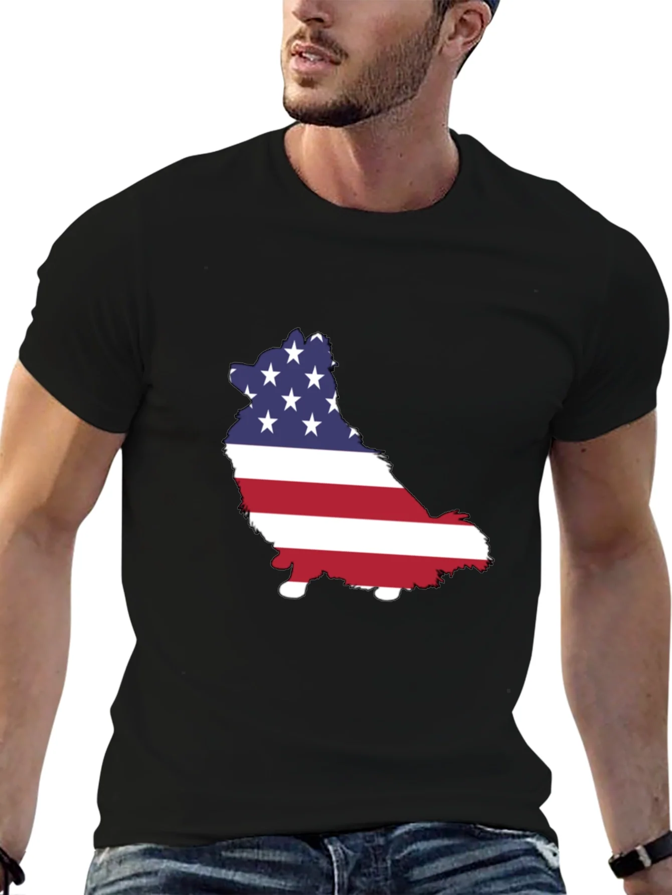 American Flag Dog Graphic Tee