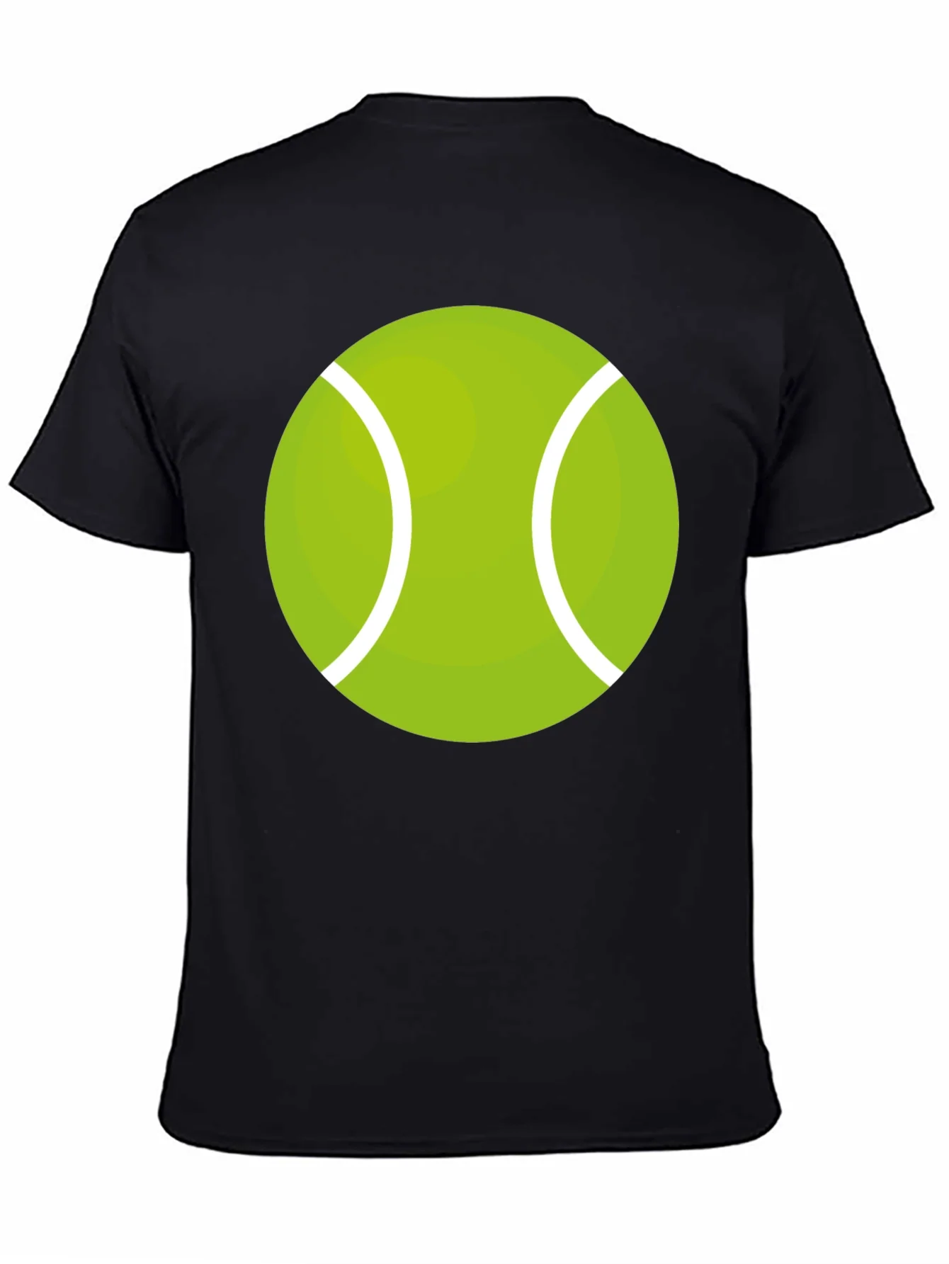 Tennis Ball Graphic Tee - Black Cotton Casual Shirt