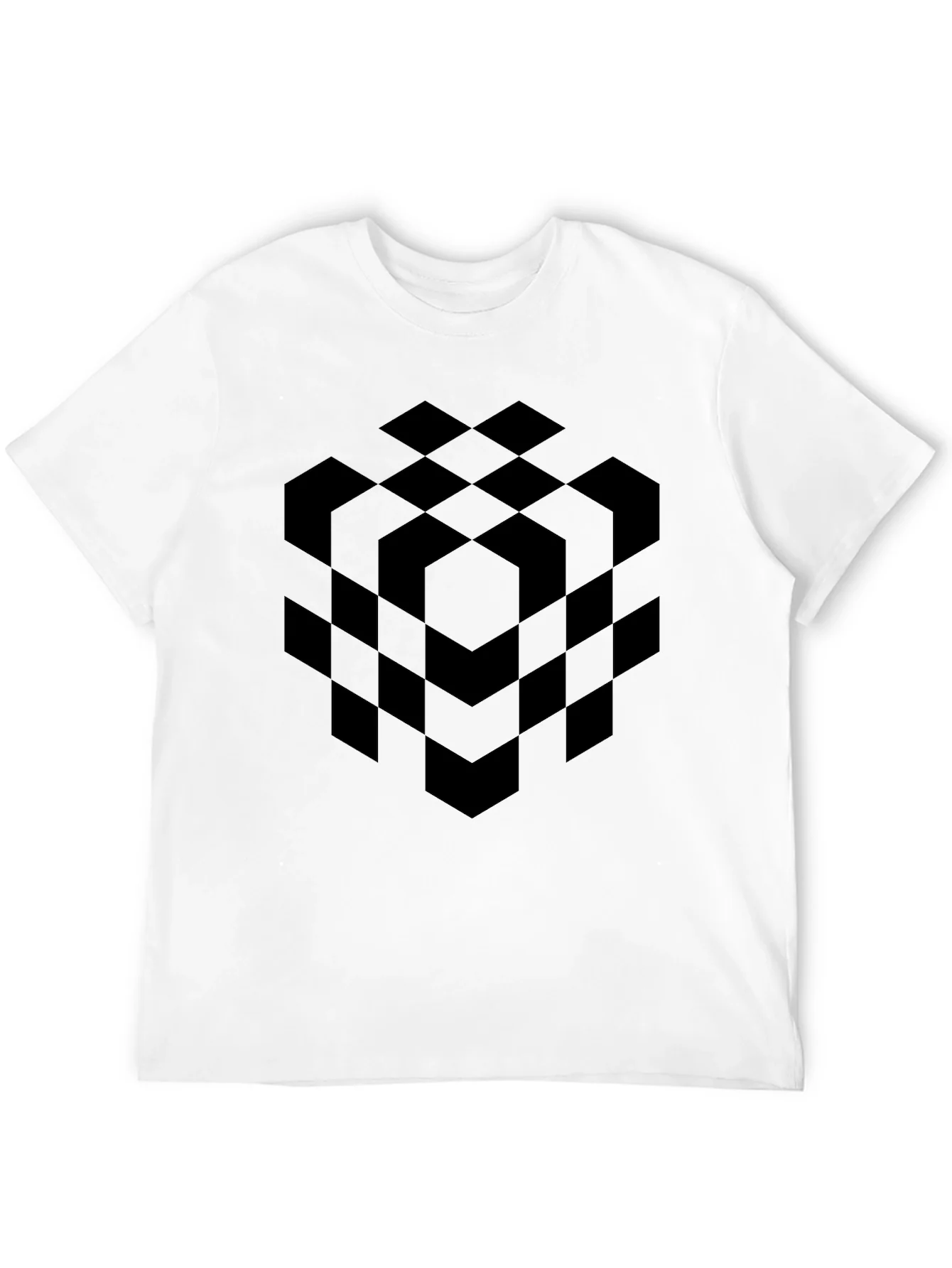 Abstract Geometric Cube Black T-Shirt