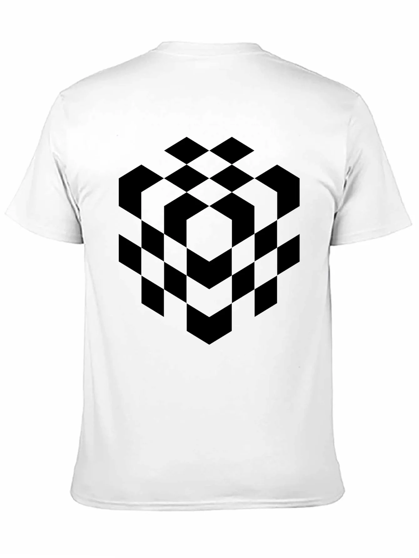 Abstract Geometric Cube Black T-Shirt