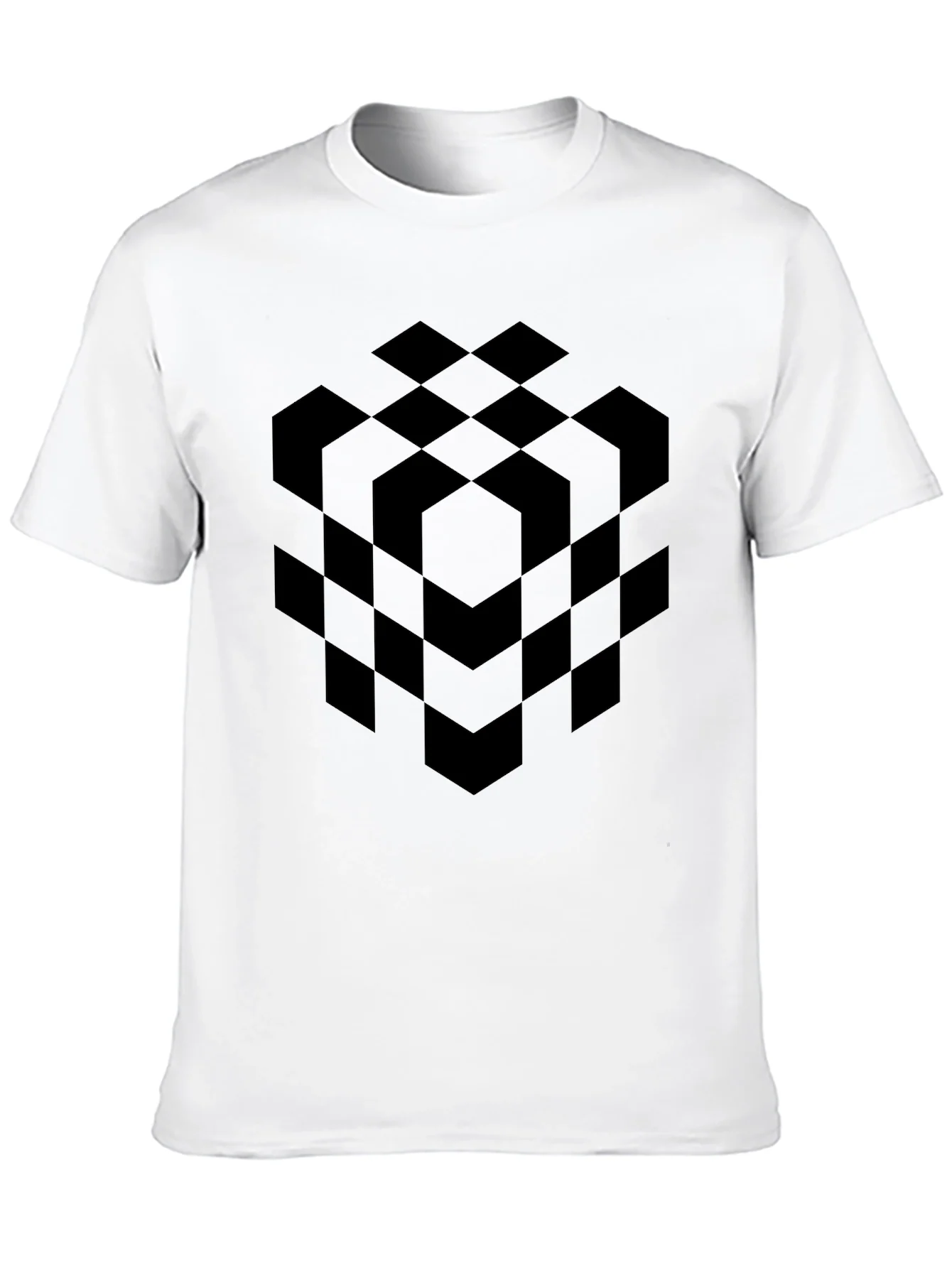 Abstract Geometric Cube Black T-Shirt